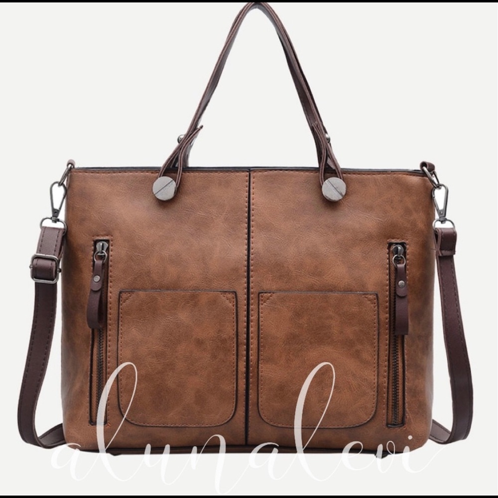 Brown Vegan Leather Tote